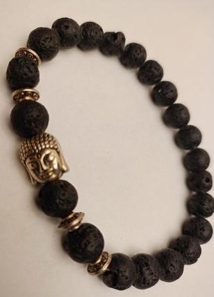 Браслет с буддой. бусины из скамейки