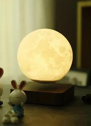 Настольный 3d магнитный ночник луна 14 см на деревянной магнитной подставке 360...