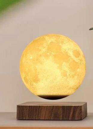 Настольный 3d магнитный ночник луна 14 см на деревянной магнитной подставке 360...