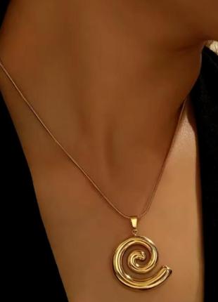 Модное необычное колье цепочка с подвеской нержавеющая сталь тренд витое