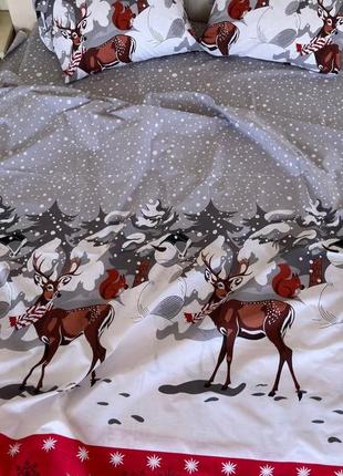 🦌🎄новорічний комплект постільної білизни з оленями