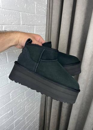 Женские угги ugg classic ultra mini platform xl black ультра мини платформа черного цвета
