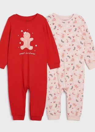 Набіртіз 2 шт ромперів новорічних піжами