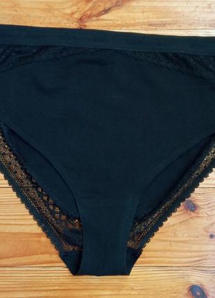 Чорні бавовняні трусики з високою посадкою