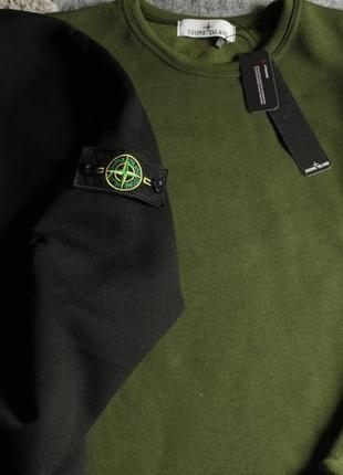 Хакі чоловічий світшот утеплений на флісі в стилі stone island4 фото