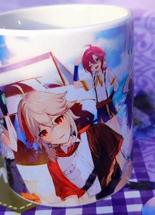 Чашка аніме genshin impact wanderer каедехара кадзуха сяо венті хейдзо