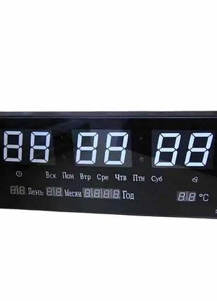 Настінний електронний годинник із календарем і термометром vst-3615 (біле світіння)