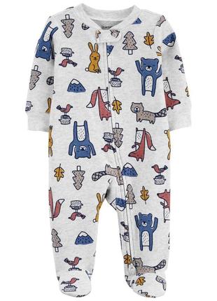 Carters хлопковый человечек пижама поддева слип термо animals