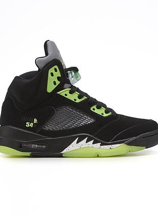 Мужские кроссовки nike lebron air jordan 5 retro quai 54 black green