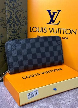Чоловічий шкіряний гаманець louis vuitton zippy damier graphite k036
