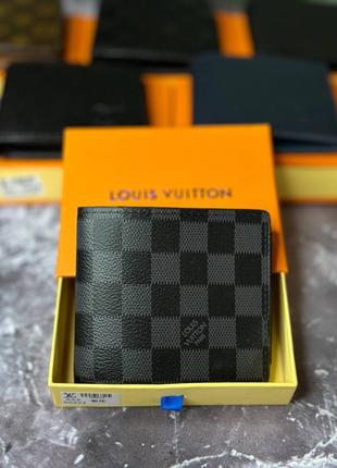 Чоловічий шкіряний гаманець louis vuitton multiple damier graphite k029