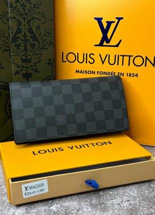 Чоловічий шкіряний гаманець louis vuitton brazza damier graphite k041