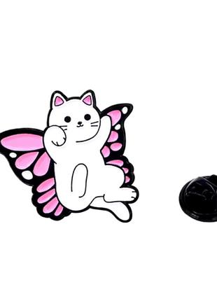 Эмалированный пин брошь значок кот 🐱 бабочка 🦋