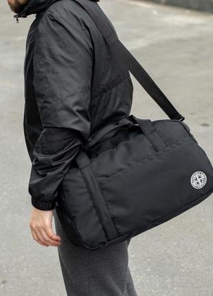 Спортивна сумка stone island ego чорного кольору для тренувань, фітнесу та поїздок сумка стон айленд3 фото