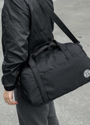 Спортивна сумка stone island ego чорного кольору для тренувань, фітнесу та поїздок сумка стон айленд10 фото