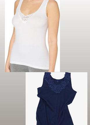 Набор маек синяя майка с кружевом белая майка топ хлопковые майки hanro хлопковое майки набор маек майка с кружевом