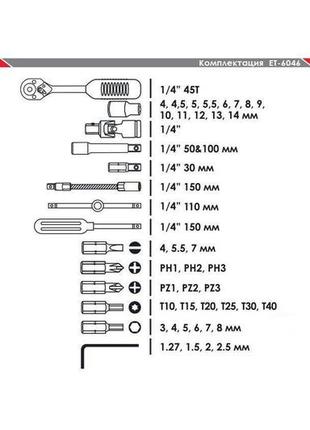 Набор инструмента intertool - 1/4" 46 ед. 5