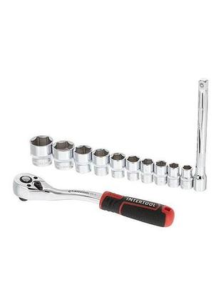 Набор инструмента на планке intertool - 3/8" x 12 ед. storm 2