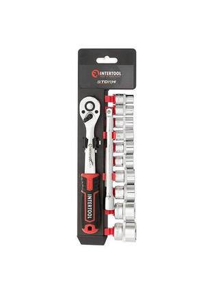 Набор инструмента на планке intertool - 3/8" x 12 ед. storm 3