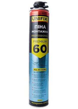 Піна монтажна unifix — 750 мл x 60 л pro