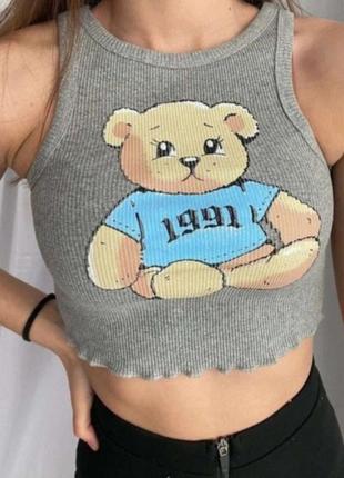 Топ teddy🧸майка🤍кроп-топ