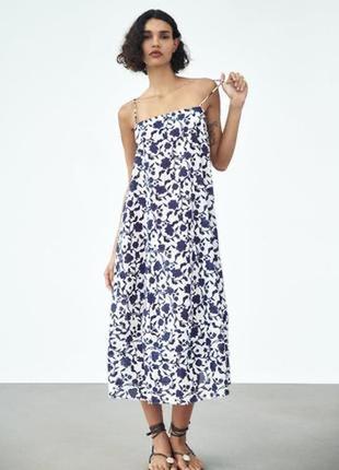 Бело синее платье #сарафан zara размер l