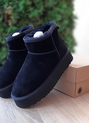 Жіночі якісні та стильні кросівки для   дівчат ugg угги чорні низькі