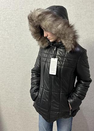 Пуховик кожаный с-м