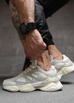 Чоловічі кросівки 9060 sapi сірі з молочним класичні повсякденні шкіряні спортивні текстильні