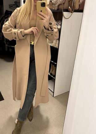 Шерстяне пальто zara пальто-халат xs s пальто на запах