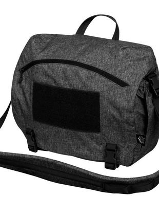 Сумка однолямочная тактическая helikon-tex urban courier bag large чёрно-серая