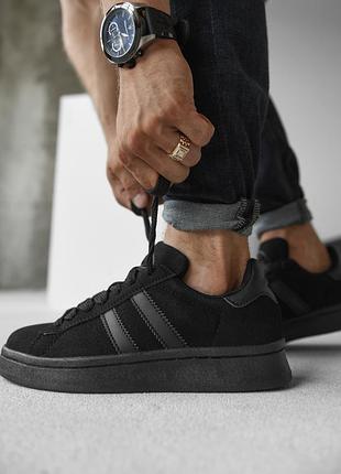 Чоловічі кросівки allblack чорні класичні повсякденні спортивні замшеві