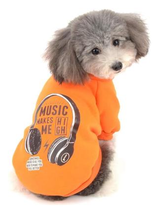 Костюм (світшот) для собак та котів "навушники", розмір м, оранжевий