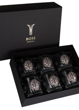 Набор бокалов для виски нацполиция украины boss crystal, 6 бокалов,360 мл (196-0012)