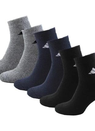 Упаковка зимових чоловічих шкарпеток adidas 12 пар 41-45 кольорові махрові теплі