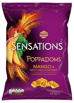 Чипсы walkers sensations poppadoms mango & chilli chutney 86g