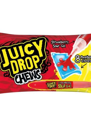 Жевательные конфеты juicy drop chewy raspberry chews & strawberry sour gel 67g