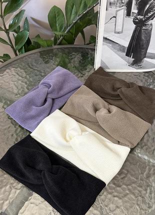 Повязка на голову теплая вельветовая