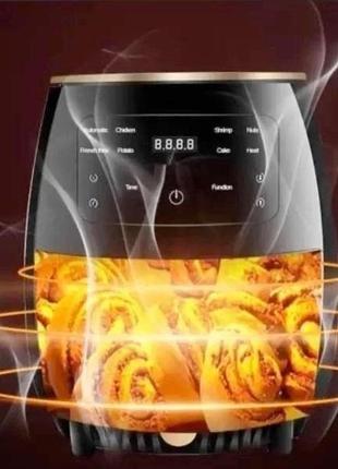 Аэрофритюрница, аэрогриль, мультипечь безмасляная cheffinger cf-afry4.5 (1400 вт, 4.5 л, 8 программ, черная)5 фото