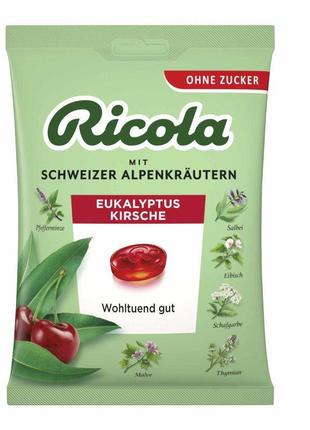 Льодяники ricola eukalyptus kirsche ohne zucker 75g