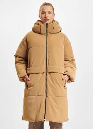Пуховик зимняя теплая куртка из искусственной замши calvin klein