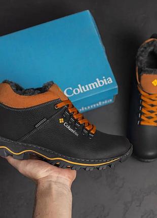 Чоловічі шкіряні зимові черевики кросівки з натуральною вовною преміум якості