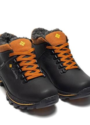 Чоловічі шкіряні зимові черевики кросівки з натуральною вовною преміум якості