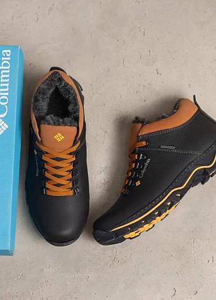 Чоловічі шкіряні зимові черевики кросівки з натуральною вовною преміум якості