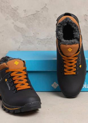 Чоловічі шкіряні зимові черевики кросівки з натуральною вовною преміум якості