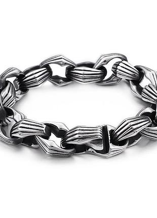Масивний чоловічий браслет з нержавіючої медичної сталі 15мм bs-310, 21.5 см