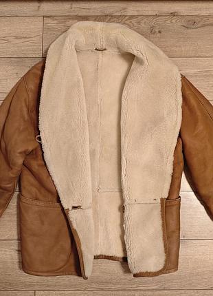 Romantica 34 р s рыжая винтажная дубленка рижа куртка женская свет коричневая зимняя кожаная натуральная