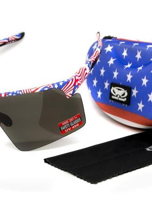 Очки защитные открытые global vision onyx usa flag (gray), серые в оправе флаг сша