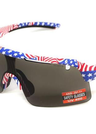 Очки защитные открытые global vision holeshot usa flag (gray), серые в оправе флаг сша4 фото
