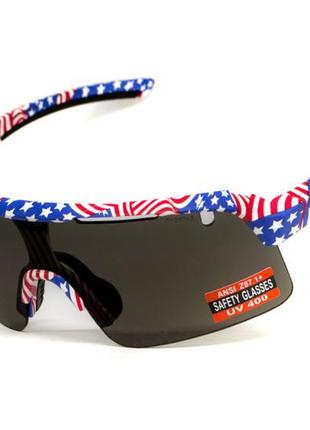 Очки защитные открытые global vision holeshot usa flag (gray), серые в оправе флаг сша3 фото